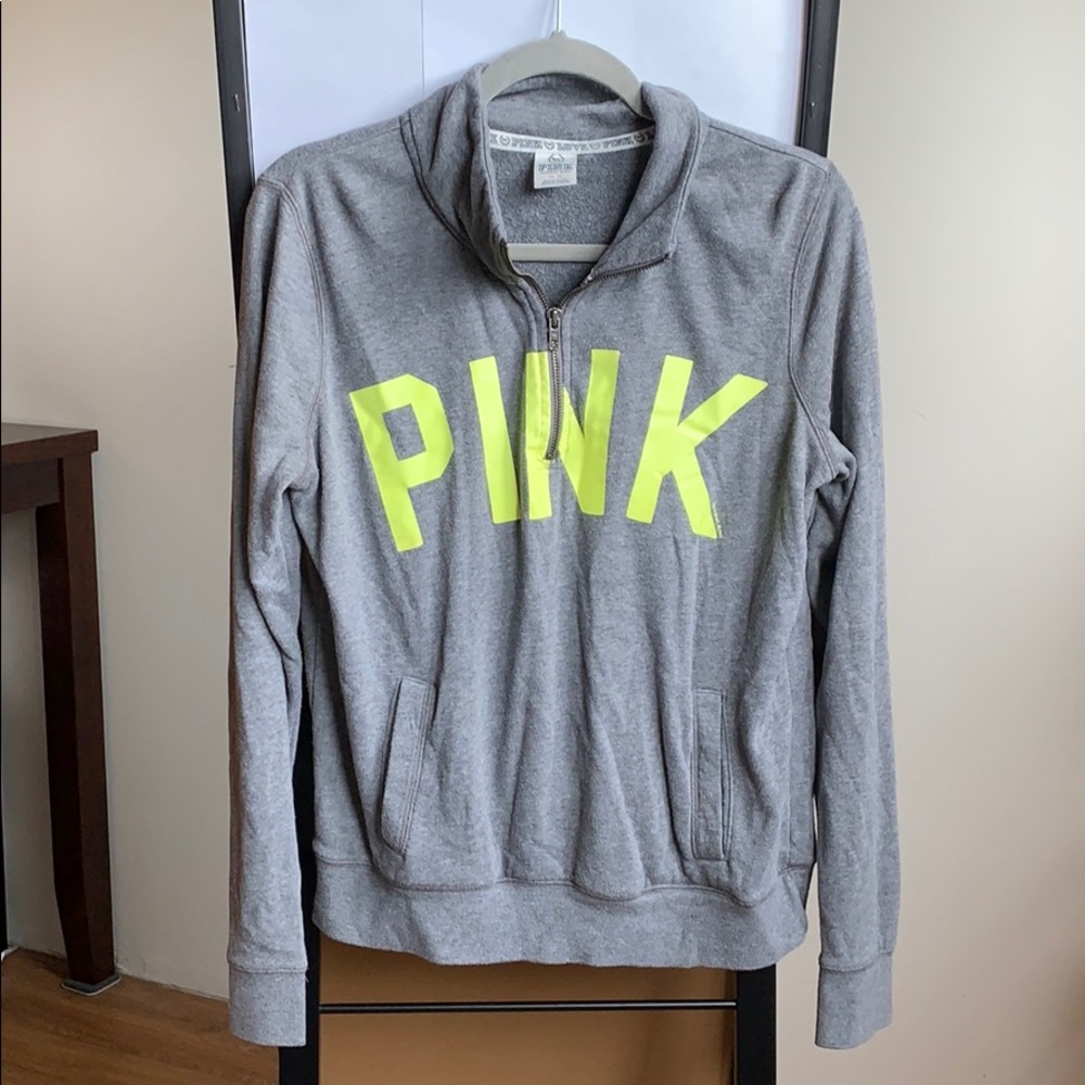 PINK quarter zip with front pocket sweatshirt